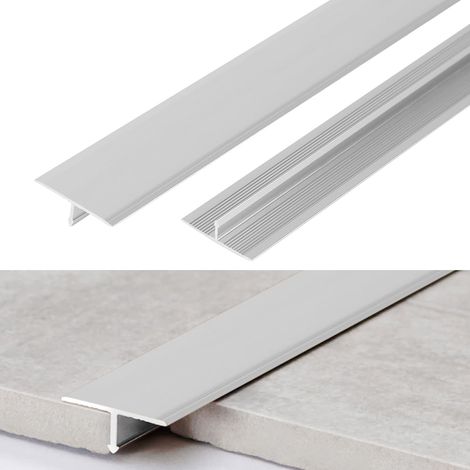 Bande de Transition Sol en T Aluminium 0,9 mx2cm Baguettes de Finition Barre de Seuil Métal 3 Pcs Seuil de Porte Profil de Transition pour Transitions de Sol entre Seuils Sols Bois (Argent)