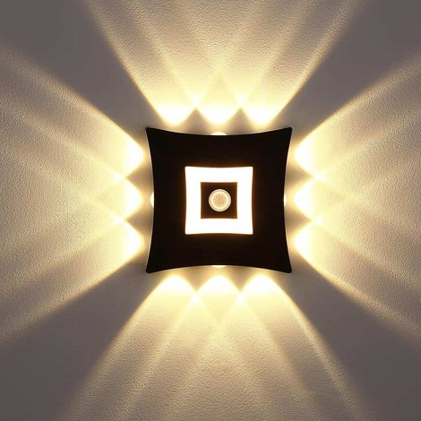 Applique murale moderne LED 18 W pour intérieur/extérieur avec détecteur de mouvement PIR, étanche IP65, blanc chaud 3000 K, en aluminium noir. (1/5)