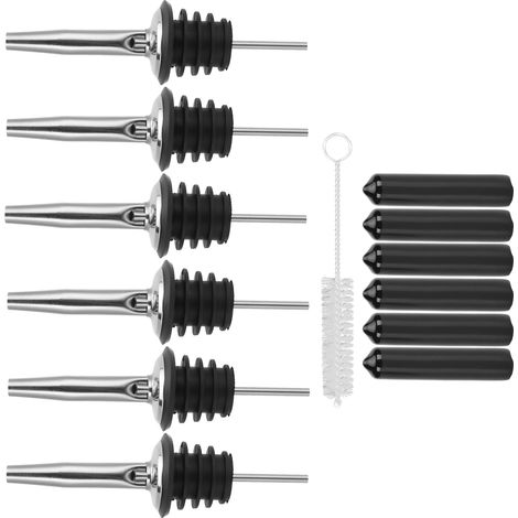 Verseur en acier inoxydable, goupillon en silicone, ouvre-bouteille classique, brosse anti-poussière, ouvre-bouteille à vin (1/5)