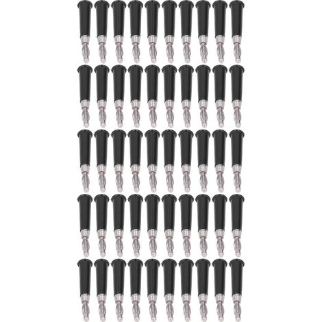 50 Stück Laternen-Bananenstecker aus ABS-Zinklegierung, geschweißt, Lautsprecher-Bananenstecker für 4-mm-Buchse, Schwarz (1/5)