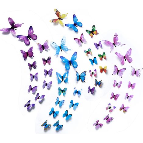 48 papillons lumineux 3D décoratifs muraux, autocollants papillons pour la décoration de la chambre d'enfant, du salon, de la maison ou de la chambre à coucher. À faire soi-même. (1/5)