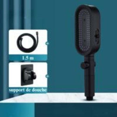 3-mode shower head, water softener and anti-clogging nozzles. 1.5 meters of flexible hose and holder. Powerful integrated washing system for cleaning bathtubs (black).