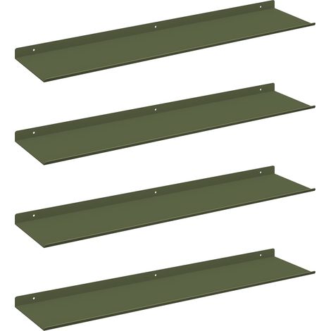 Floating Shelf 4 pcs Olive Green 80 x 18 x 2.5 cm Steel vidaXL