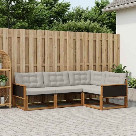 vidaXL Outdoor Sofa Set 4 pcs Natural and Light Grey