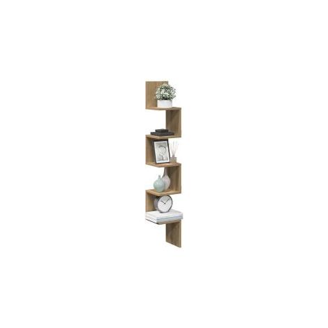 Étagère d'angle murale chêne artisanal 20x20x127,5 (1/5)