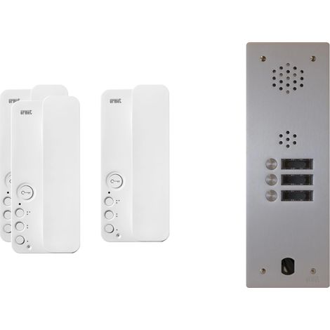 Urmet – Interphone 1 rangée avec 3 combinés – Alimentation 12V – Montage encastré – Platine en aluminium – Ajout Vigik en option (1/3)