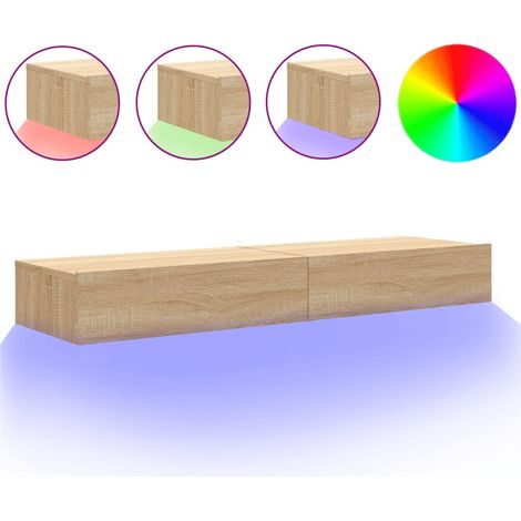Meubles TV avec éclairage LED 2 pcs,Banc TV,Armoire TV chêne sonoma 60x35x15,5 cm CFW761718 (1/5)