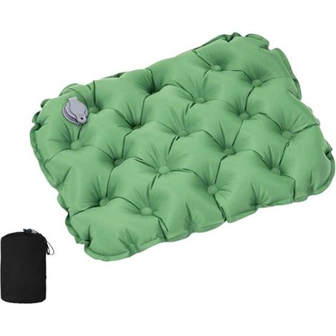 Coussin gonflable - Coussin de siège pliable - Activités de plein air - Compact et portable - 40 x 30 cm - Vert (1/5)