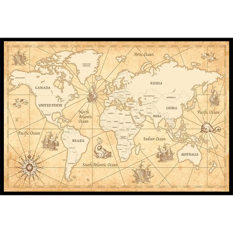 Affiche encadrée carte du monde vintage (1/5)