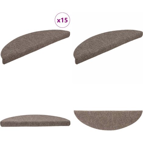 Tapis d'escalier autocollants 15 pcs Crème 65x21x4cm Aiguilleté - Tapets D'escaliers - Tapis Marche - Tapis Antidérapant - Tapis Lavable - Protection Escalier - Home & Living (1/5)