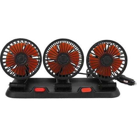 Dreiköpfiger Autoventilator, 2 Geschwindigkeitsstufen, 360°-Drehung, leiser, tragbarer Autoventilator zur Kühlung von Fahrzeugen (1/5)
