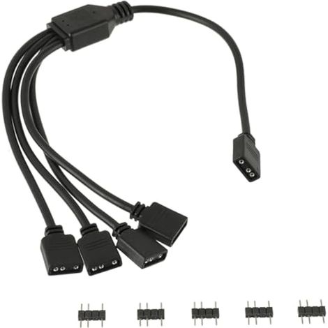 ARGB 3Pin Câble, Câble répartiteur ARGB, Répartiteur de Ventilateur 1 à 4 Splitter Cable Répartiteur Connecteur pour refroidisseur CPU et ventilateur (1/5)