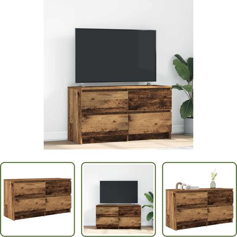 Meuble tv bois d'ingénierie - Meuble TV vieux bois 100x35x54 cm bois d'ingénierie (1/5)