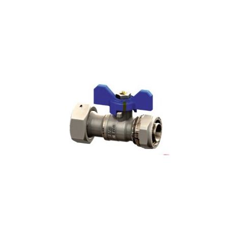 Vanne papillon à compression Multicouche ø16 tournant F1/2" bleue