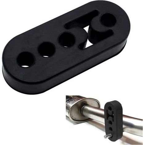 2 Stück schwarze Gummi-Auspuffhalterung, universelle Ersatzbuchseninstallation mit 4 12-mm-Löchern für Auspuffrohraufhängung oder andere Teile (1/4)