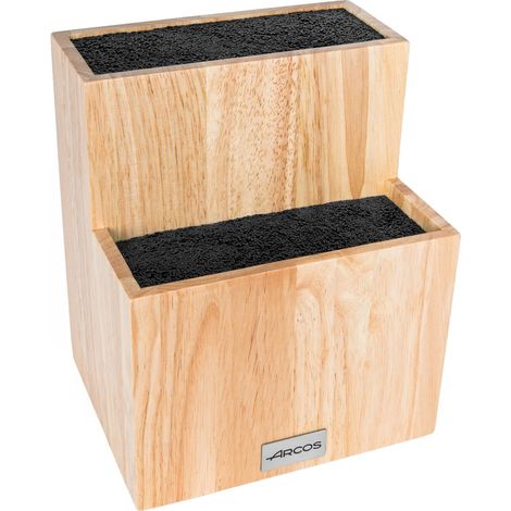 Arcos Bloque Universal para Cuchillos hasta 11 y 21 cm - Madera de Caucho y fibras de caucho - 225x185x150 mm - Extraible - Marrón (1/3)