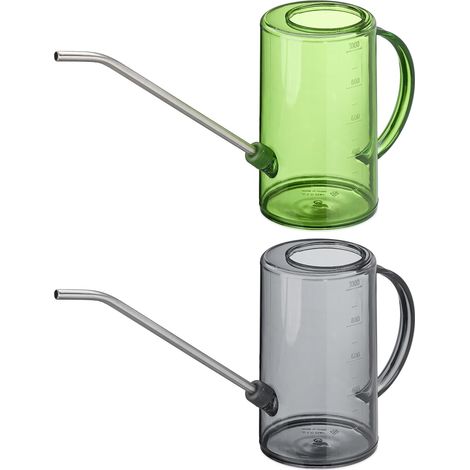 Arrosoir Plantes d intérieur Lot de 2 1 Litre Plastique INOX pour Vos trésors Verts Bec Long Gris Vert (1/5)