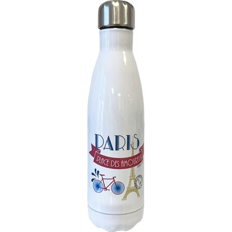 Bouteille isotherme Paris place des amoureux en inox (1/2)
