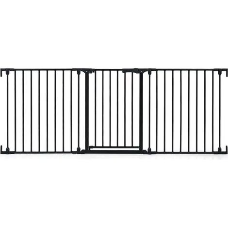 Baby Gate for Stairs, Doorways 3-Panel Hardware-Mounted Safety Pet Gate-Black (1/5)