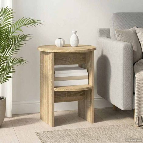 Meuble d’appoint avec étagères en bois d’ingénierie chêne Sonoma Ø40 x 50 cm - PANGIVO (1/5)