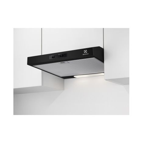 Electrolux – Hotte visière aspirante noire 60cm – Débit d'air 272m³/h – Niveau sonore 71dB – Éclairage LED – Filtre à graisse aluminium - 272m3