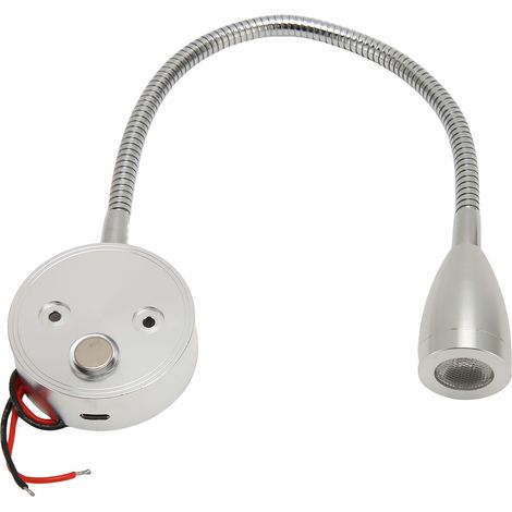 Lampe de lecture murale LED orientable, gradation tactile 3 températures de couleur, bras flexible pour camping-car bateau motorhome DC 12-24V argent (1/5)