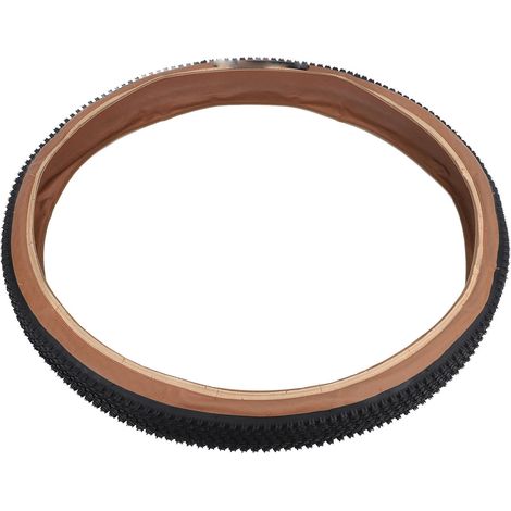 Pneu de VTT 26x1,95, extérieur en caoutchouc à motif, pliable, pour réparation de vélo, noir et jaune (1/5)