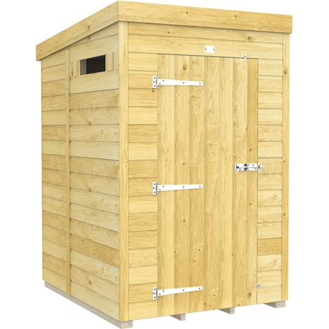 4 x 5 Feet Pent Security Shed - Single Door - Wood - L147 x W127 x H201 cm