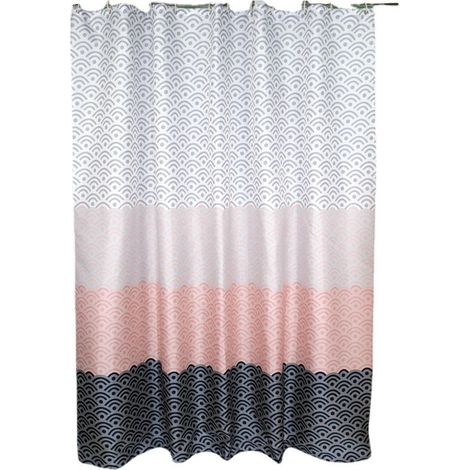Sollbry Cortina de ducha de 180 x 200 cm, tela de poliéster impermeable, lavable a máquina, cortina de baño con 12 ganchos, color rosa (1/5)
