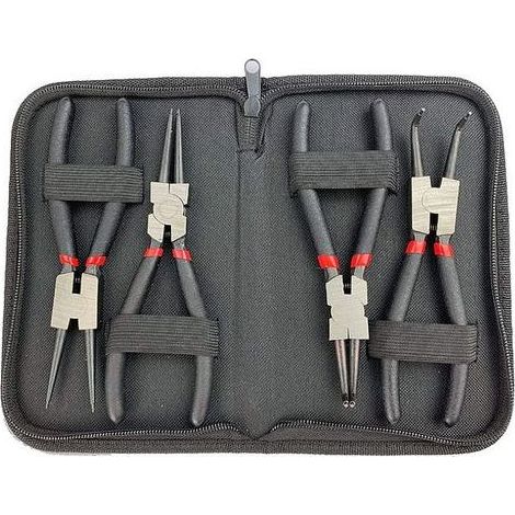 TAISHENGDA – Set di 4 pinze per anelli elastici, 225 mm (9 pollici), dritte, curve, per interni ed esterni, con custodia e impugnatura antiscivolo (1/5)