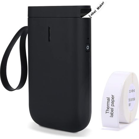 Étiqueteuse avec Ruban adhésif, sans Fil, Bluetooth, Portable, Mignon, Transparent, imprimante d'étiquettes Autocollantes sans Encre avec différentes Polices (Noir) (1/5)