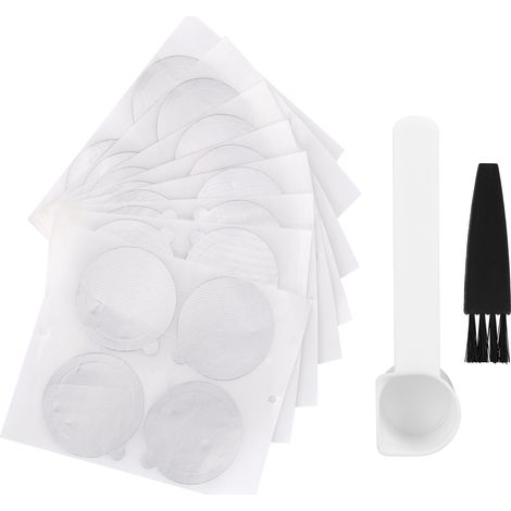 Kit de capsules de café jetables Nespresso avec filtre à café en poudre et accessoires de cuisine (30 capsules transparentes + 30 cuillères en papier aluminium et goupillon) (1/5)