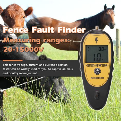 Tester digitale di tensione e corrente per recinzioni agricole da 200-15000 V, con display, direzione e rilevamento guasti, display LCD retroilluminato e borsa per il trasporto. (1/5)