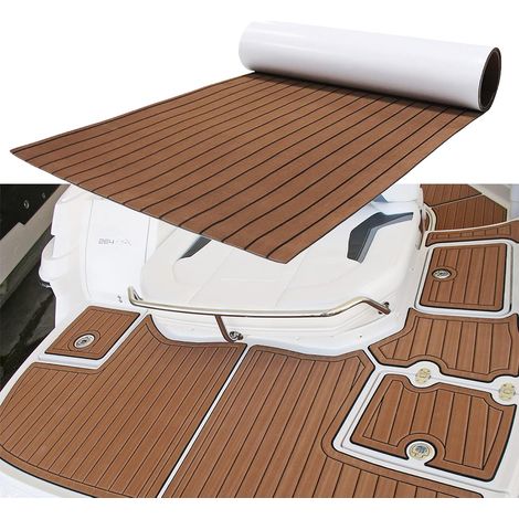 Teck Bateau Revêtement de Sol pour Bateau Mousse EVA, Antidérapant, Imperméable, Résistant aux Hautes Températures Marine Tapis de Sol Couvert pour Yacht, Marron (1/5)