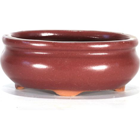 Vaso bonsai ovale 12 cm smaltato prugna (1/2)