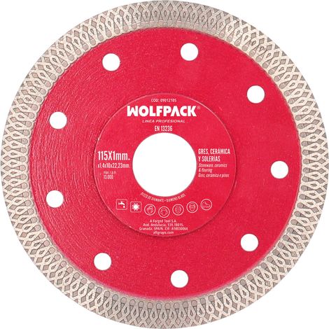 Disco diamantato Ø 115 mm. Porcellana, Gres, Ceramica, Pavimenti. Segmento da 10 mm. (1/4)