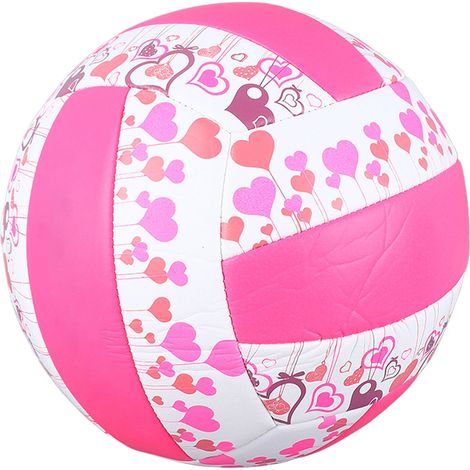 Ballon de volley-ball d'entraînement taille 5 en PU souple rose, pour l'intérieur et l'extérieur, idéal pour les étudiants, la piscine et la salle de sport. (1/5)