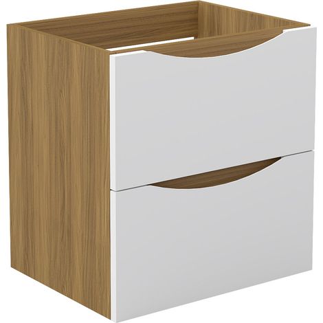 Unterschrank Badmöbel Badschrank Waschbeckenunterschrank 50cm Matt-Nussbaum+Mattweiß TYP2 (1/5)