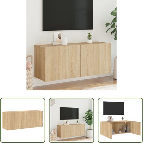 Armoire tv murale - Meuble TV mural chêne sonoma 100x30x41 cm (1/5)