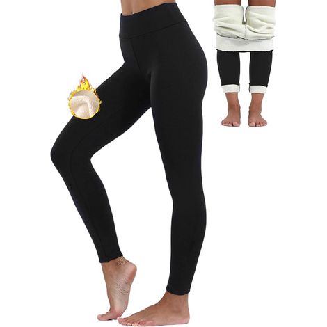1 Legging, doublure polaire épaisse, taille haute, tissu stretch opaque, sport hiver femme (1/5)