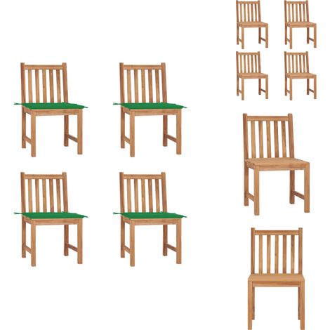 Gartenstühle 4 Stk. mit Kissen Massivholz Teak - Teakholzmöbel - Gartenstühle - Outdoormöbel - Esszimmerstühle - Balkonmöbel (1/5)