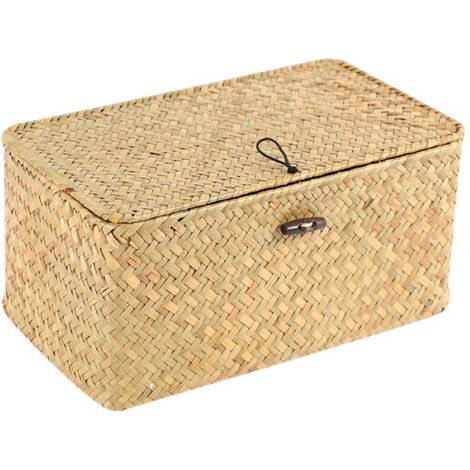 en Paille avec Couvercle BoîTe de Rangement pour Organisateur de Maquillage Paniers une Linge Seagrass BoîTe une Bijoux (1/4)