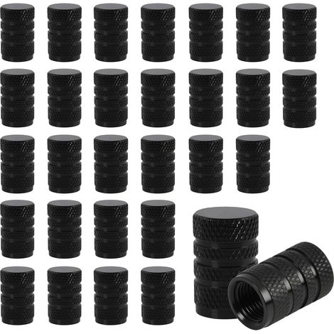 30 Pièces Bouchon Valve Pneu Voiture en Aluminium Noir, Bouchon Valve pour Pneus de Voiture, Motos, Camions et Vélos, Accessoires de Protection pour Valve Pneu (1/5)
