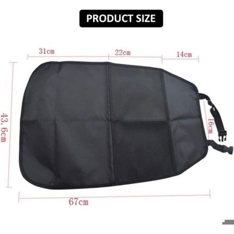 Tapis De Siege De Voiture - Protection Siege Arriere Enfants - Impermeable Resistant Taches - Organisateur Siège - 66 X 43 Cm - Noir - 1 Piece (1/5)