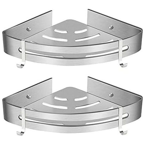 2 Etageres Angle Aluminium Adhesives Argent (1/5)