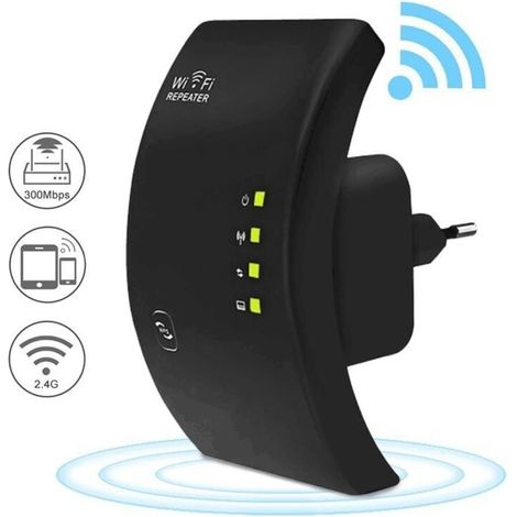 Répéteur WiFi, Amplificateur WiFi Puissant, WiFi Extender N300, WiFi Signal Booster, 1 Port Ethernet, Couvre jusqu'à 200㎡, Facile à Installer, Compatible avec Toutes Les Box Internet， (1/5)