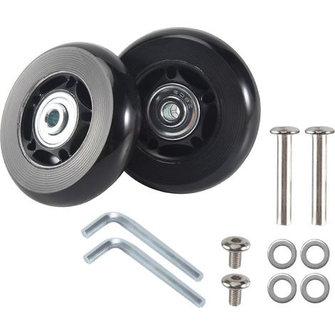 Lot de 2 roues de rechange pour valises, axes en caoutchouc, diamètre extérieur 64 mm, neuf (1/5)