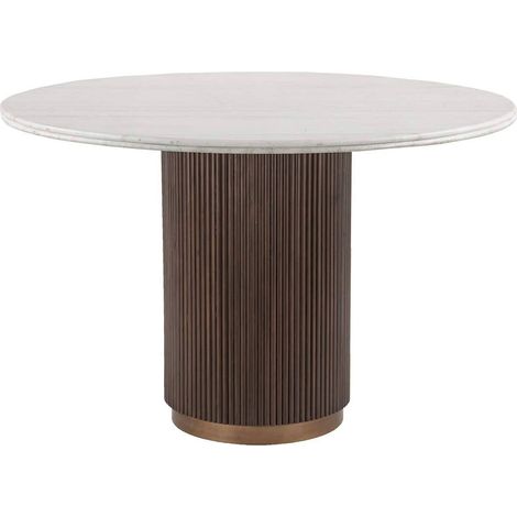 Table de salle à manger élégante bois foncé - Marron profond et blanc (1/2)
