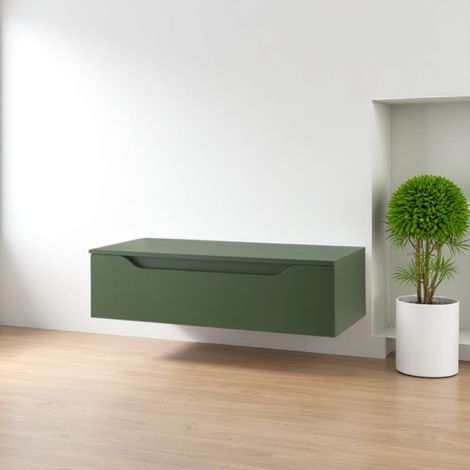 Cassetto da bagno sospeso 100 cm Verde Opaco - GIGLIO (1/4)