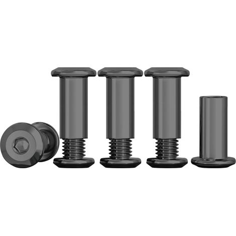 Vis De Connexion M4x16mm Noir En Acier Inoxydable A2 V2A Lot De 10 Vis De Meubles + 10 Écrous À Douille (1/5)
